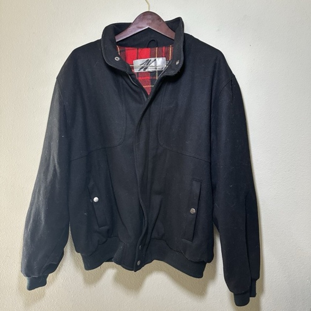 VTG Weather Watcher ByPacific Trail Jacket Men's Lined Size XL Wool Blend Black